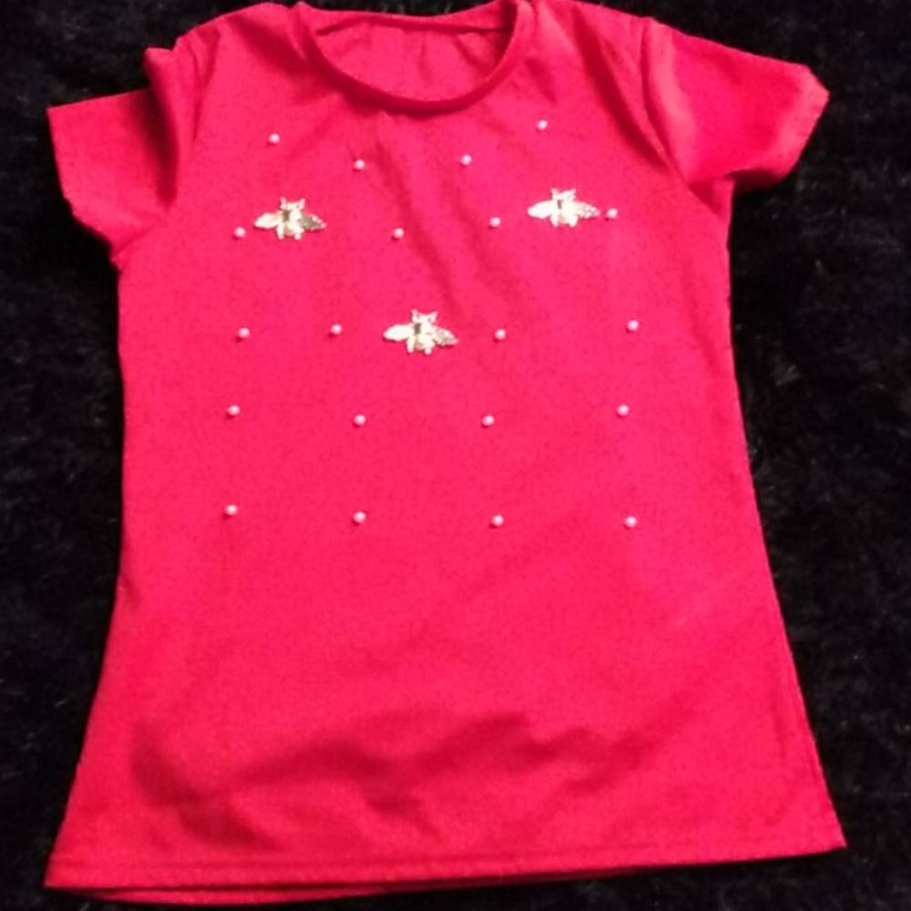 Red bee-dazzled shirt